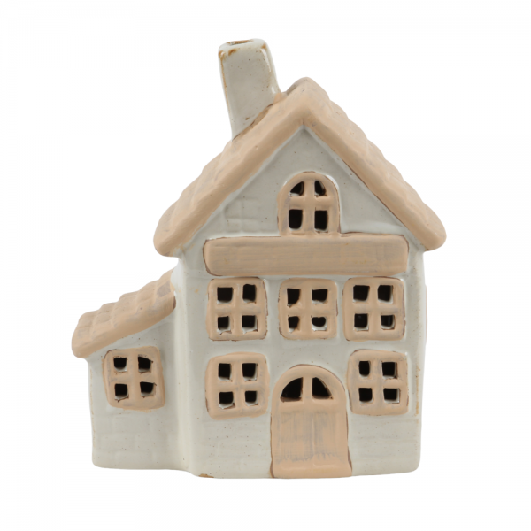 Keramik Haus mit LED Beleuchtung, 14 cm.