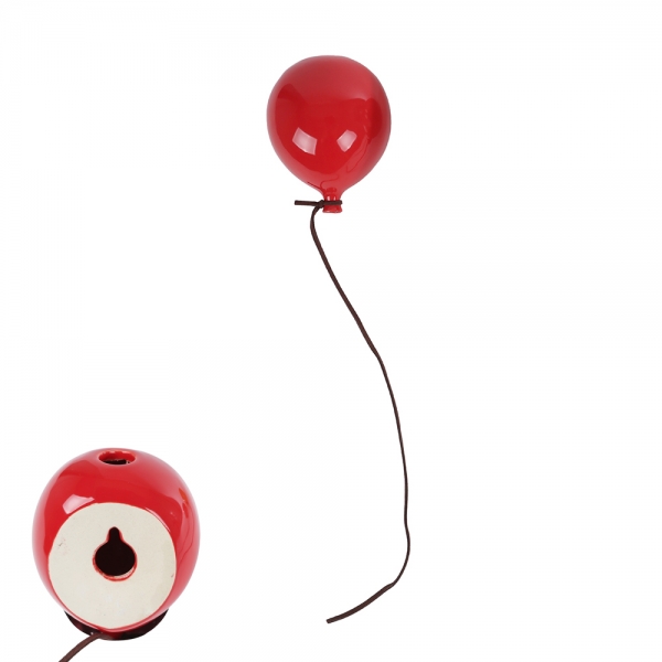 Keramik Luftballon Vase zum Aufhängen in Rot, 10 cm.