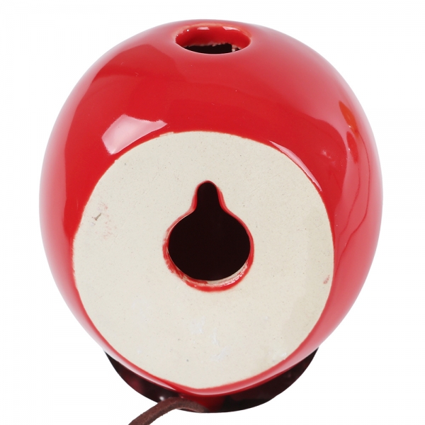 Rückansicht von der Keramik Luftballon Vase zum Aufhängen in Rot, 10 cm.