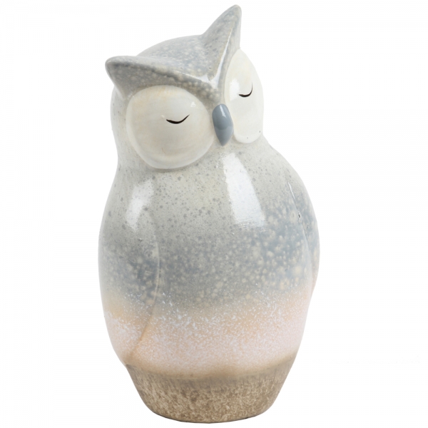 Dekofigur Keramik Eule, 16 cm.