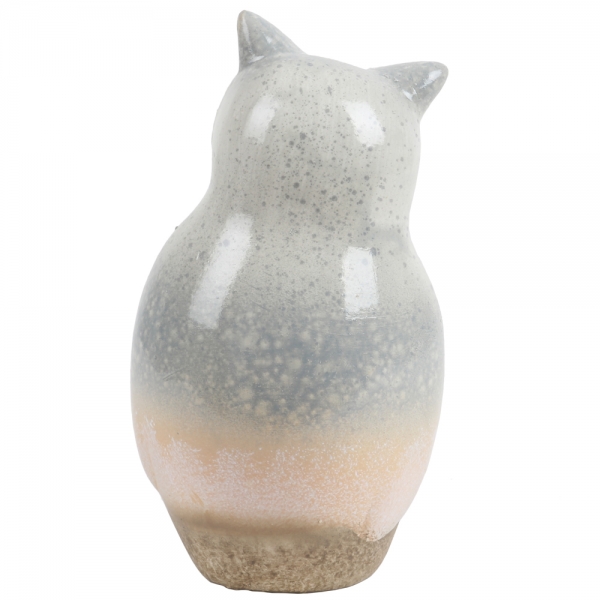 Rückseite von der Dekofigur Keramik Eule, 16 cm.