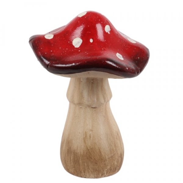 Keramik Fliegenpilz in Rot/Weiß, 16 cm.