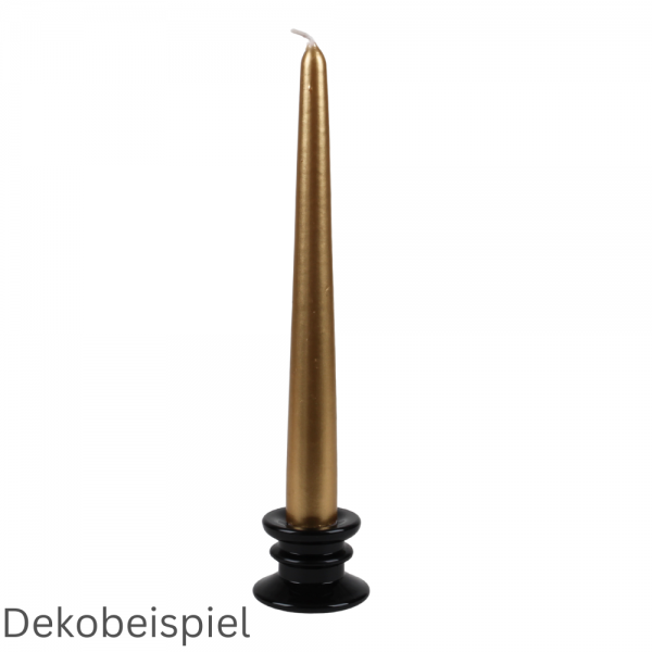Tisch Kerzenständer für Stabkerzen in Schwarz, 58 x 40 mm mit Leuchterkerze in Gold.