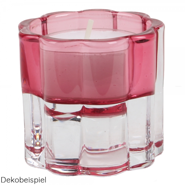 Glas Kerzenhalter Blume, 2 in 1 für Leuchterkerzen, Teelichter, in Pink.
