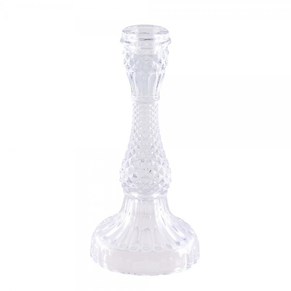 Großer Glas Kerzenständer in Kristall-Optik, 21,5 cm.