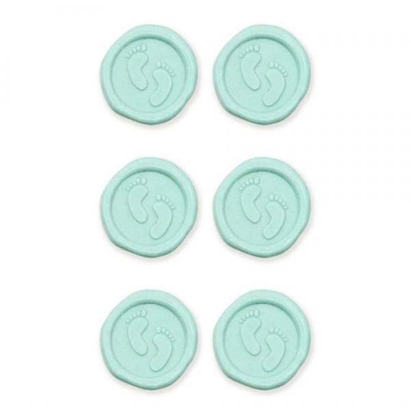Klebe Sticker 3D, Wachsoptik, Taufe, Babyfüßchen in Mint.