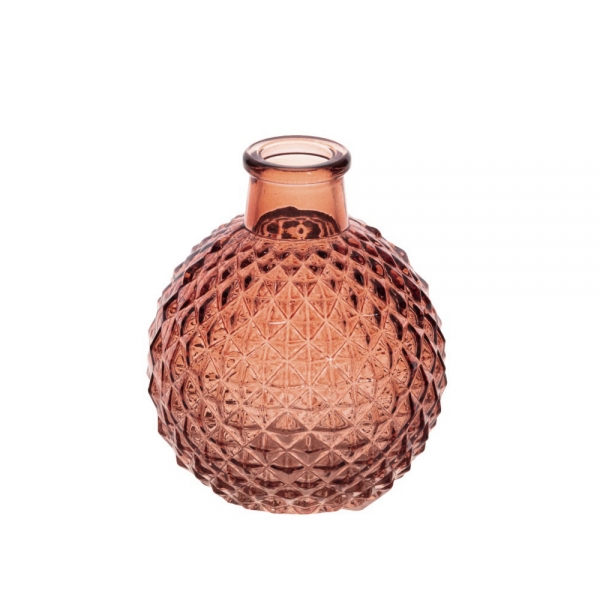 Glas Kugel Väschen Diamant in Terracotta, 95 mm.