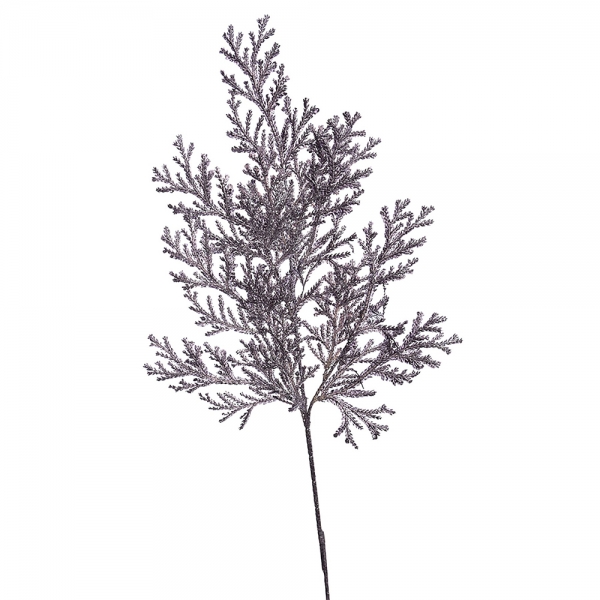 Kunstblume Glitzer Farnblatt in Violett-Silber glitzernd, 78 cm.