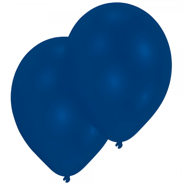 10 Luftballons in Blau, 27,5 cm Durchmesser.