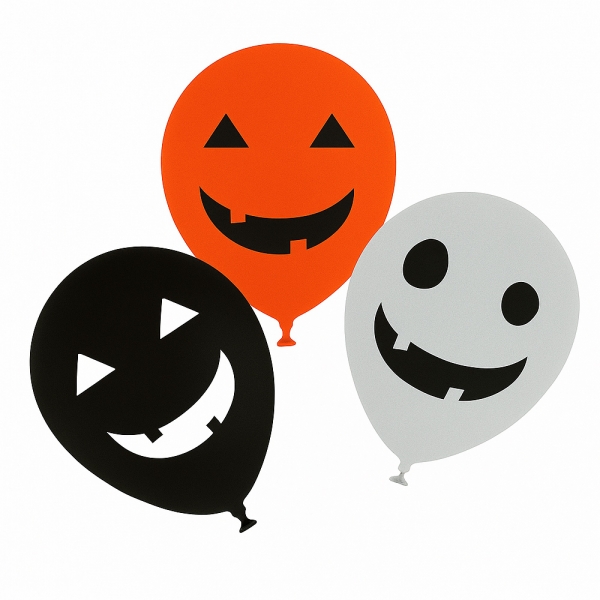 7 Luftballons Halloween, Lustige Gruselgesichter.