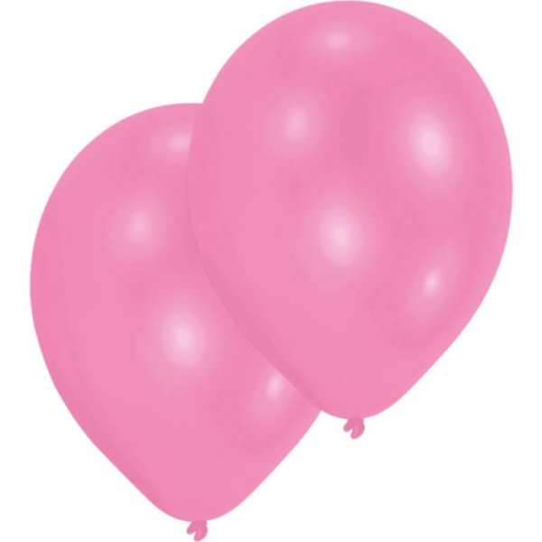 10 Luftballons in Rosa, 27,5 cm Durchmesser.