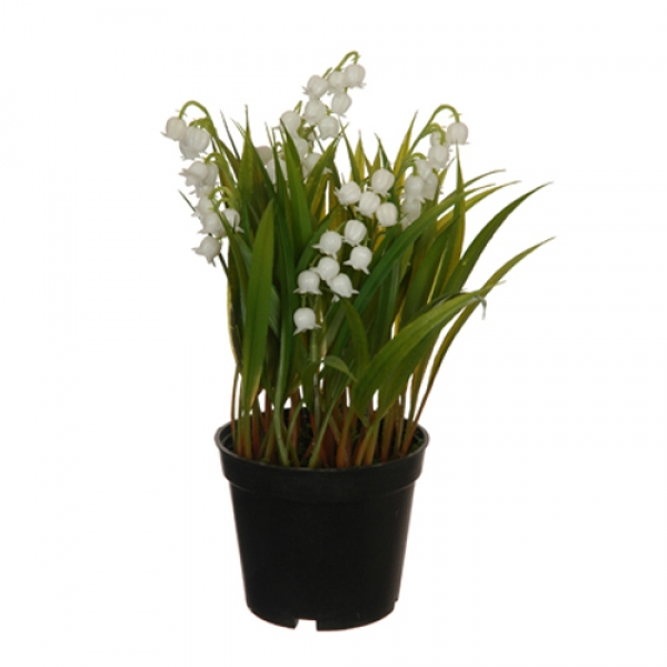 Kunstblume Maiglöckchen im Topf, 21 cm