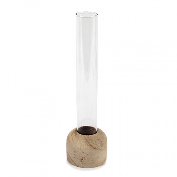 Reagenzglas Väschen im Holzsockel, 15 cm.