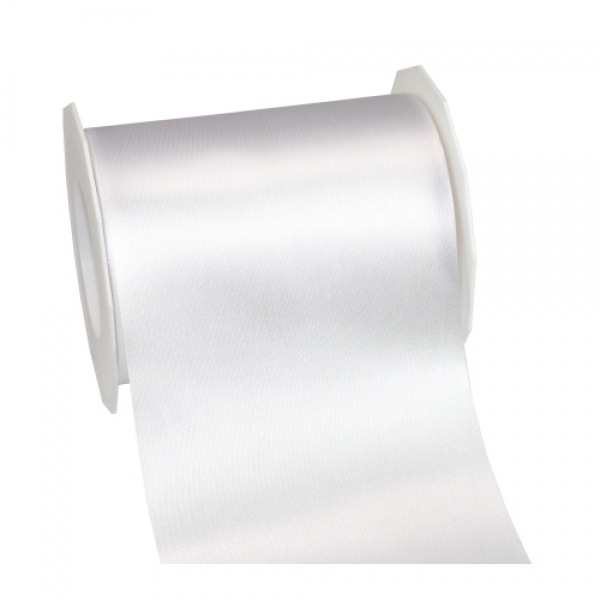 25 Meter Satin Tischband Adria in Weiß, 11 cm.
