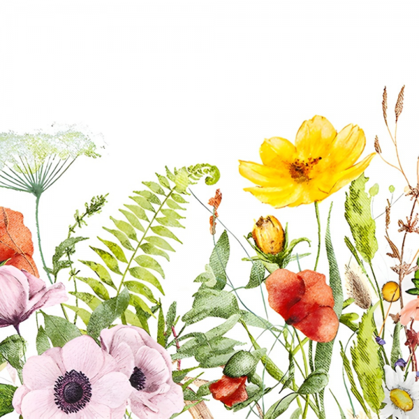 20er Pack Servietten Bunte Blumenwiese, 33 x 33 cm.