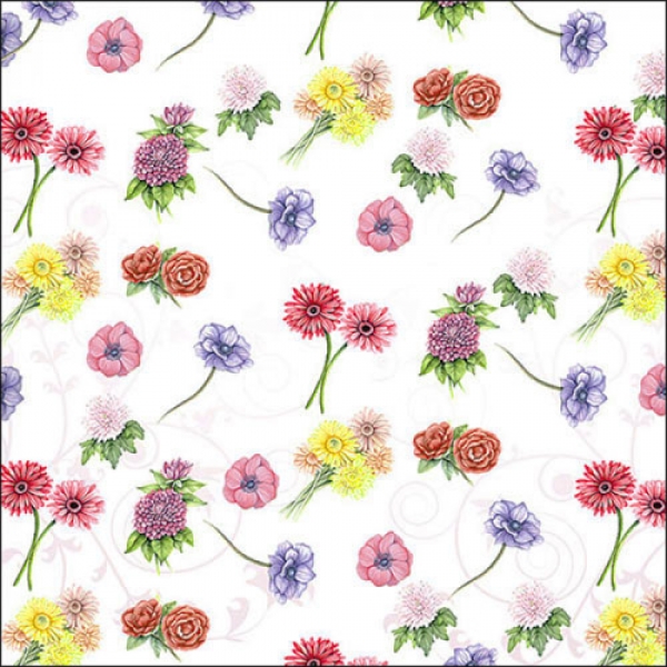 20er Pack Servietten Buntes Blumen-Fest, 33 x 33 cm.