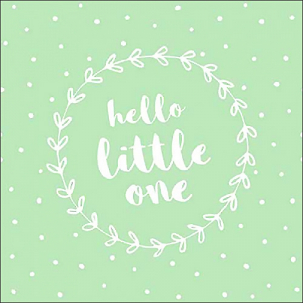 20er Pack Servietten Taufe, Baby Party -Hello little one- in Mintgrün, 33 x 33 cm