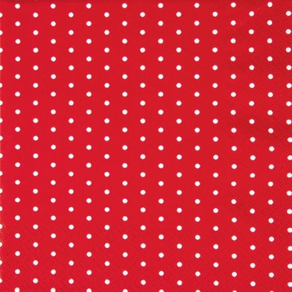 20er Pack Servietten Punkte in Rot/Weiß, 33 x 33 cm.
