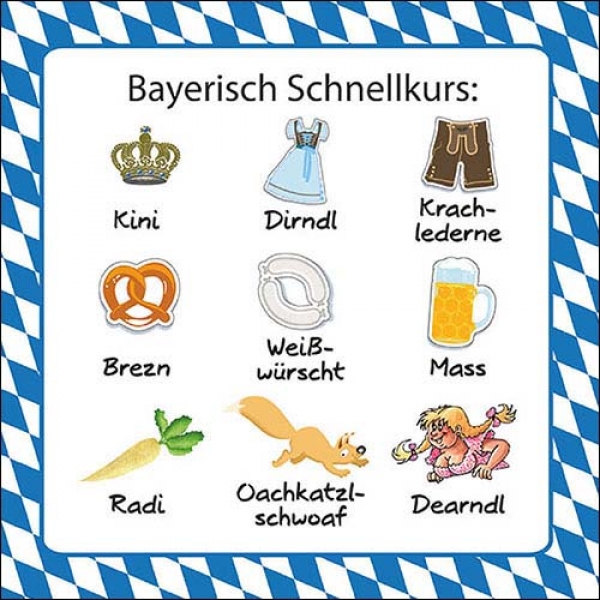 20er Pack Servietten Bierfest, Bayerisch Schnellkurs, 33 x 33 cm.