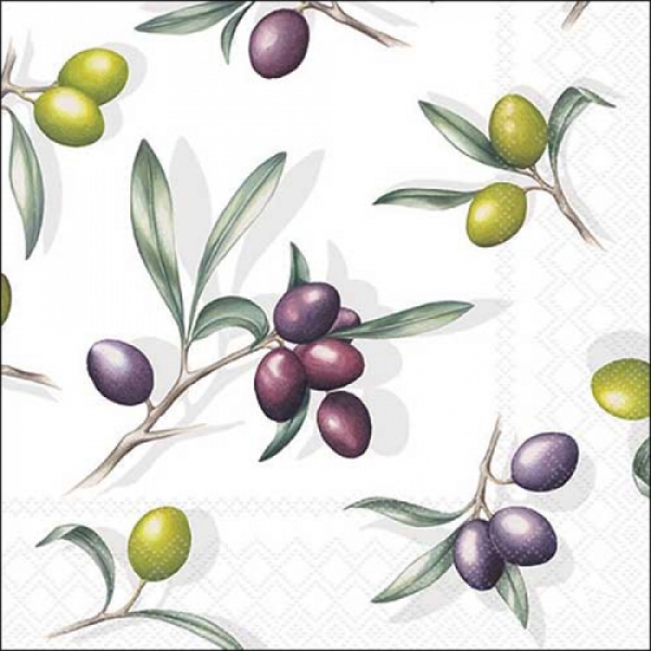 20er Pack Servietten Olivenzweige, 33 x 33 cm.