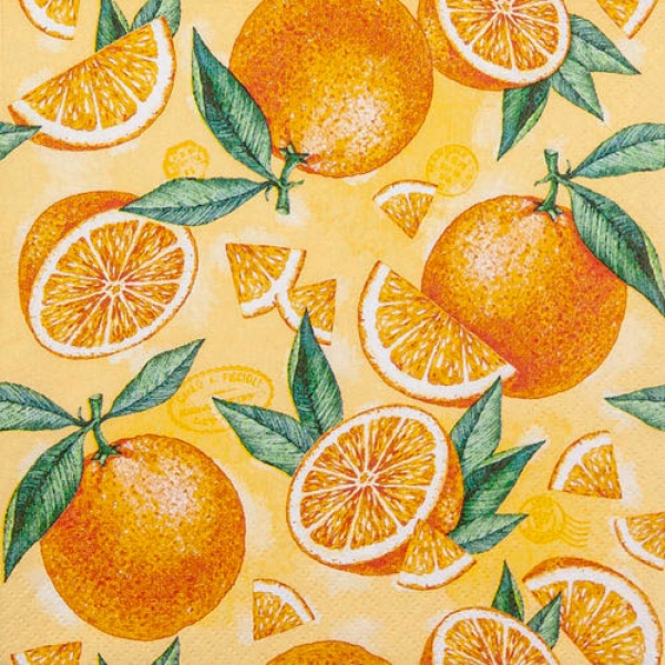 20er Pack Servietten Orangen, 33 x 33 cm.