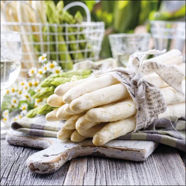 20er Pack Servietten Spargel, 33 x 33 cm.
