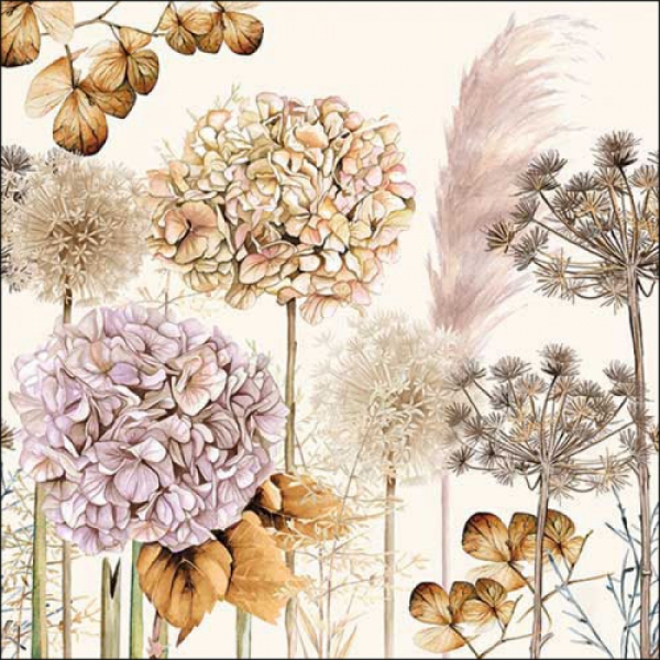 20er Pack Servietten Trockenblumen, 33 x 33 cm.