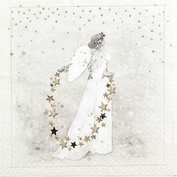 20er Pack Servietten Weihnachtsengel im Sternenregen, 33 x 33 cm.