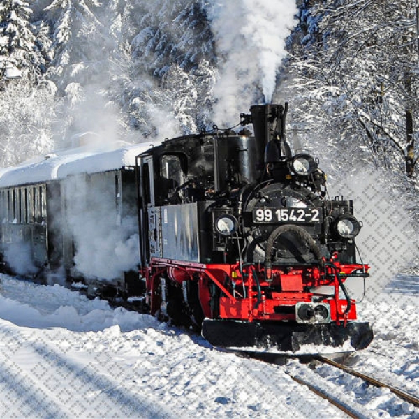 20er Pack Servietten Winterliche Eisenbahnromantik, 33 x 33 cm.