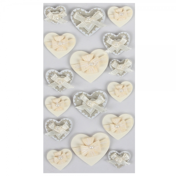 Klebe Sticker 3D Herzen mit Schleife.