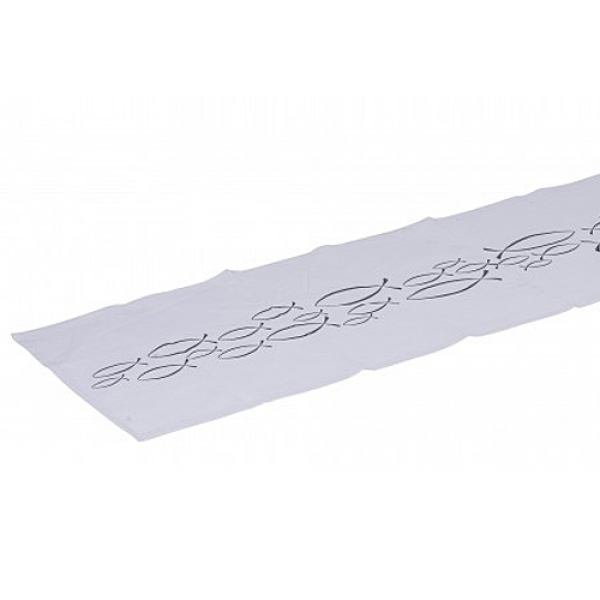 1,5 Meter Baumwoll Tischläufer Christliche Fische, in Weiß/Grau, 40 cm.