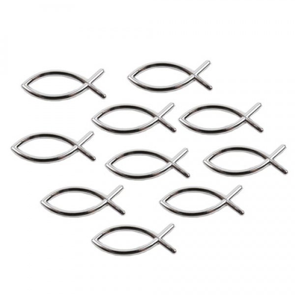Streudeko Kommunion, Konfirmation, Taufe, Fische in Silber, 40 mm.