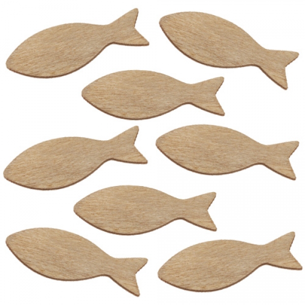 15 Holz Streuteile Fische in Braun.