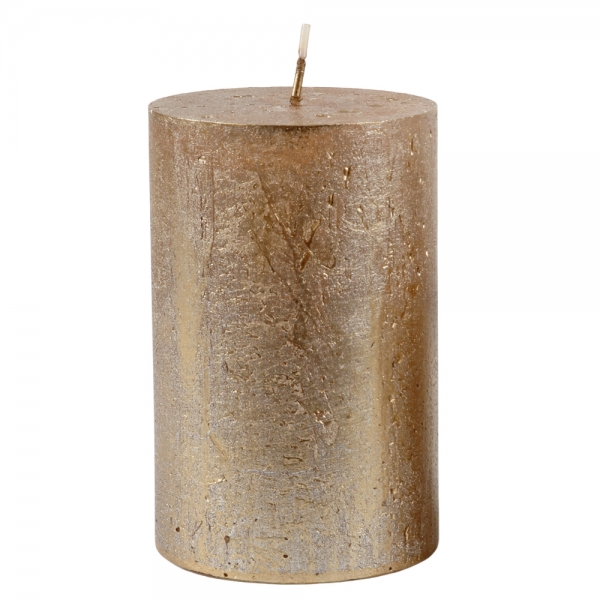 Stumpenkerze Rustic, Nova, Weihnachten in Antik-Gold, 110 x 70 mm.