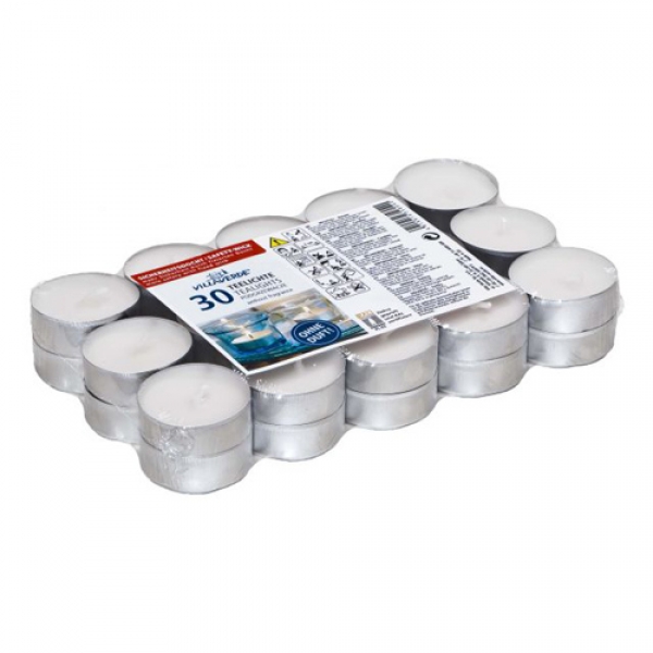 30er Pack Teelichter in Weiß.