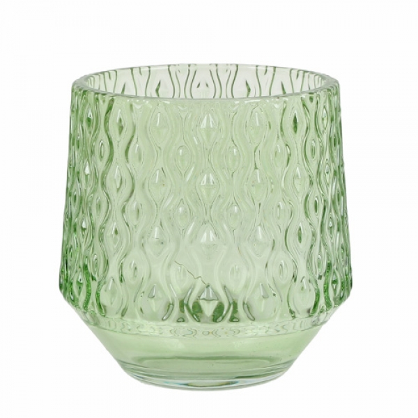 Glas Windlicht, konisch, Retro in Hellgrün, 80 mm.