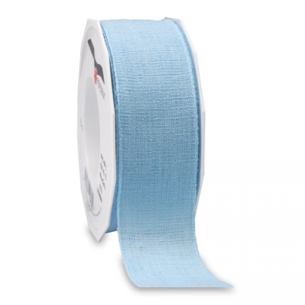 15 Meter Leinen-Optik Tischband in Hellblau, 40 mm.