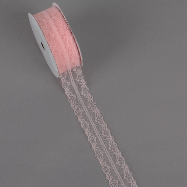10 Meter Tischband Spitze in Rosa, 38 mm breit.