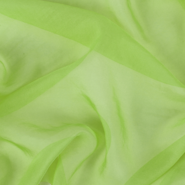 Nahaufnahme von dem Chiffon Tischläufer, hauchdünn, in Hellgrün, 35 cm.