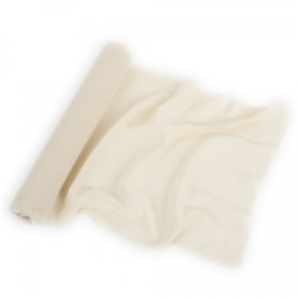 3 Meter Chiffon Tischläufer, hauchdünn, in Creme, 35 cm.