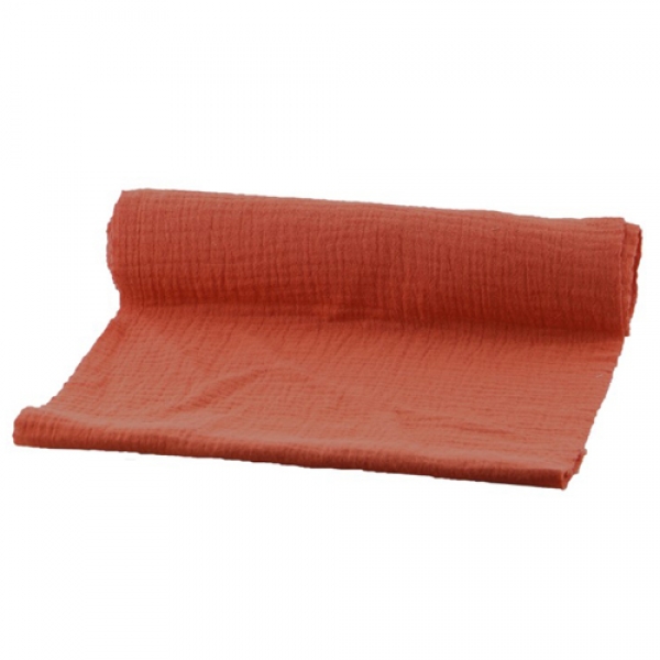 3 Meter Stoff Tischläufer Musselin in Terracotta, 26 cm.