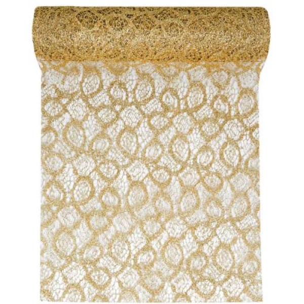 5 Meter Tischläufer Weihnachten Glitter in Gold, 28 cm breit.
