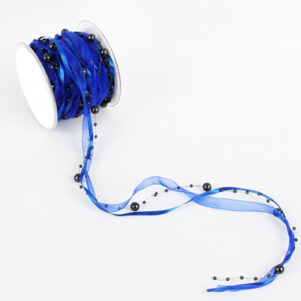 10 Meter Trendy Perlen Tischband in Marineblau.