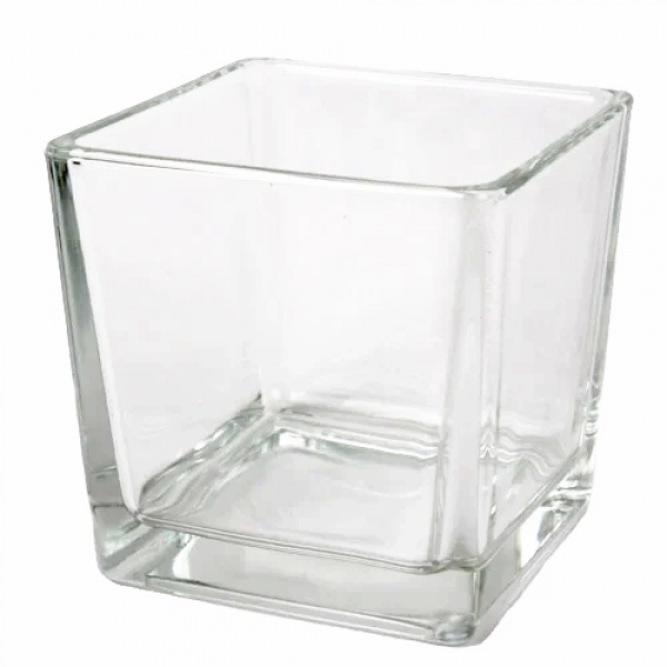 Vierkant Kerzenglas, klar, 10 cm.
