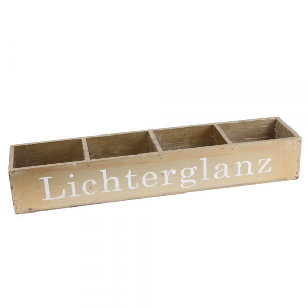 Holz Adventskiste, Adventskranz, Shabby Stil, -Lichterglanz- in Gold/Weiß, 50 cm.