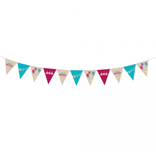 4 Meter Partykette, Geburtstag -Happy Birthday- Luftballons